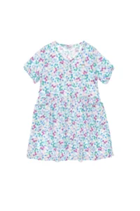 US Polo Assn. Girls' Mint Patterned Crepe Material Weaving Dress