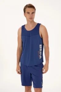 US Polo Assn. Men Regular Fit Light Navy Crew Neck Sleeveless T-Shirt