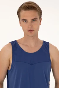 US Polo Assn. Men Regular Fit Light Navy Crew Neck Sleeveless T-Shirt - Image 2