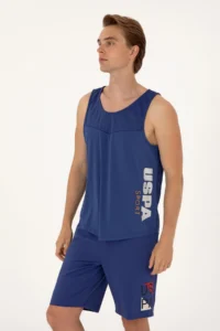 US Polo Assn. Men Regular Fit Light Navy Crew Neck Sleeveless T-Shirt - Image 3