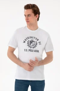 US Polo Assn. Men Regular Fit Crew Neck Printed White T-Shirt