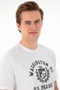 US Polo Assn. Men Regular Fit Crew Neck Printed White T-Shirt - Image 2