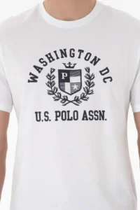 US Polo Assn. Men Regular Fit Crew Neck Printed White T-Shirt - Image 6