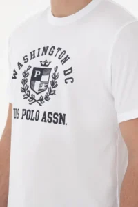 US Polo Assn. Men Regular Fit Crew Neck Printed White T-Shirt - Image 7