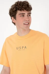 US Polo Shirt Assn. Men Oversized Fit Crew Neck Orange T-Shirt - Image 2