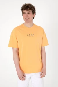 US Polo Shirt Assn. Men Oversized Fit Crew Neck Orange T-Shirt - Image 4