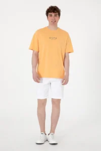 US Polo Shirt Assn. Men Oversized Fit Crew Neck Orange T-Shirt - Image 5