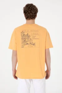 US Polo Shirt Assn. Men Oversized Fit Crew Neck Orange T-Shirt - Image 6