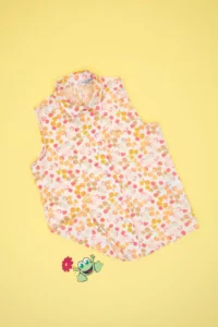 US Polo Assn. Girls' Colorful pattern Printed Cotton Sleeveless Shirt
