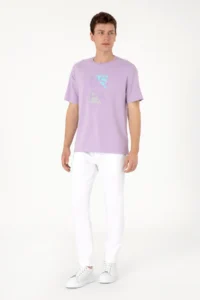 US Polo Assn. Men comfort Fit Lilac Crew Neck T-Shirt - Image 4