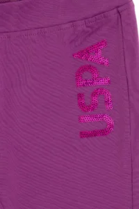 US Polo Assn. Girls' Violet Sequin Embroidered Ruffle Detailed Sweatpants - Image 3