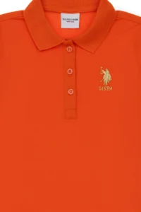 US Polo Assn. Girls' Pomegranate Polo Shirt Collar Short Sleeve A-Form Basic Knitting Dress - Image 3