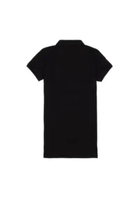 US Polo Assn. Girls' Black Polo Shirt Collar Short Sleeve A-Form Basic Knitting Dress - Image 2