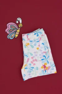 US Polo Assn. Girls' White Floral Patterned Relax Fit Knitting Shorts