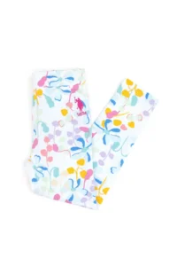 US Polo Assn. Girls' White Floral Patterned Sweatpants - Image 2
