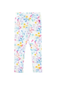US Polo Assn. Girls' White Floral Patterned Sweatpants - Image 3