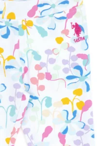 US Polo Assn. Girls' White Floral Patterned Sweatpants - Image 5