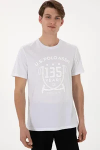 US Polo Assn. Men Regular Fit Crew Neck White T-Shirt - Image 3