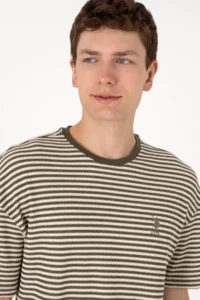 US Polo Assn. Men comfort Fit Crew Neck Mink Knitting Patterned T-Shirt - Image 2