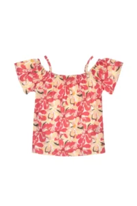 US Polo Shirt Assn. Girls' Orange Strap Detailed T-Shirt - Image 3