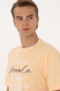 US Polo Shirt Assn. Men comfort Fit Orange Crew Neck T-Shirt - Image 2