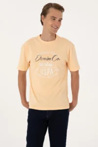 US Polo Shirt Assn. Men comfort Fit Orange Crew Neck T-Shirt - Image 3