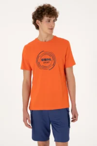 US Polo Assn. Men Regular Fit Crew Neck Pomegranate T-Shirt - Image 3