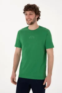 US Polo Assn. Men Regular Fit Crew Neck Green T-Shirt - Image 3