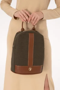 US Polo Assn. Women Khaki Kanvas Backpack - Image 2