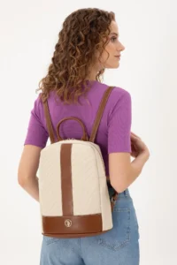 US Polo Assn. Women Cream Kanvas Backpack - Image 2
