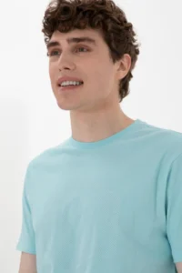 US Polo Assn. Men Regular Fit Crew Neck Aqua T-Shirt - Image 2