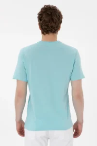 US Polo Assn. Men Regular Fit Crew Neck Aqua T-Shirt - Image 5