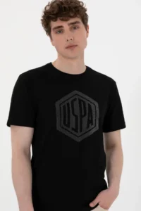 US Polo Assn. Men Regular Fit Crew Neck Black T-Shirt - Image 3