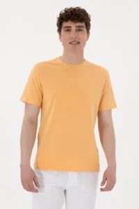 US Polo Shirt Assn. Men Regular Fit Crew Neck Orange T-Shirt