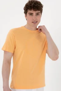 US Polo Shirt Assn. Men Regular Fit Crew Neck Orange T-Shirt - Image 3