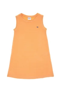 US Polo Shirt Assn. Girls' Orange Crew Neck Sleeveless A-Form Basic Knitting Dress