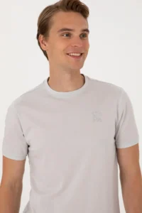 US Polo Assn. Men Regular Fit Light Gray Crew Neck T-Shirt - Image 2