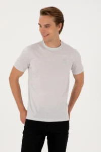 US Polo Assn. Men Regular Fit Light Gray Crew Neck T-Shirt - Image 3