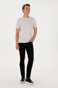 US Polo Assn. Men Regular Fit Light Gray Crew Neck T-Shirt - Image 4