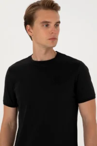 US Polo Assn. Men Regular Fit Black Crew Neck T-Shirt - Image 2