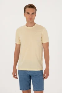 US Polo Assn. Men Regular Fit Light Khaki Crew Neck T-Shirt