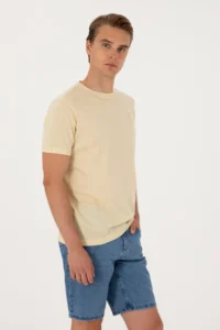 US Polo Assn. Men Regular Fit Light Khaki Crew Neck T-Shirt - Image 3