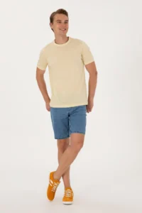 US Polo Assn. Men Regular Fit Light Khaki Crew Neck T-Shirt - Image 4