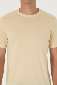 US Polo Assn. Men Regular Fit Light Khaki Crew Neck T-Shirt - Image 6