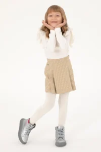 US Polo Assn. Girls' Camel Gingham pleated Weaving Skirt