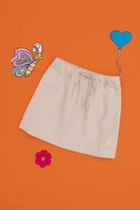 US Polo Assn. Girls' Beige Linen Blended Weaving Skirt - Image 3