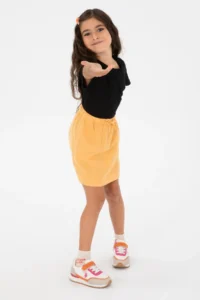 US Polo Shirt Assn. Girls' Orange Linen Blended Weaving Skirt - Image 2