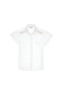 US Polo Assn. Girls' White Ruffle Detailed Cotton Short Sleeve Shirt - Image 2