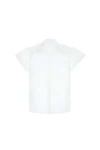 US Polo Assn. Girls' White Ruffle Detailed Cotton Short Sleeve Shirt - Image 3