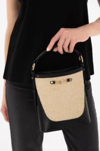 Pierre Cardin Black Straw Bag - Image 2